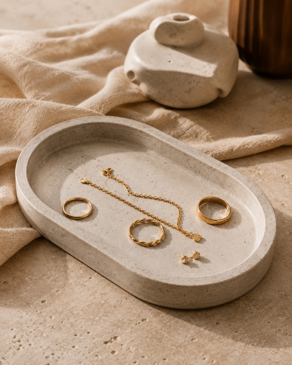 Concrete Art and Trays Sleek Oval Concreate Tray