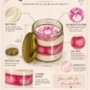 TabbyArt floral jar candle crafted with soy wax, translucent gel wax, decorative pink flower, fragrance and gold metallic lid — 7cm x 7cm compact handmade candle